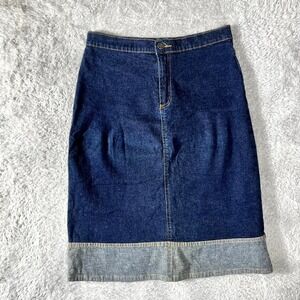 Decoline Straight & Pencil Skirt Womens Large Blue Two Tone Modern Minimalist
